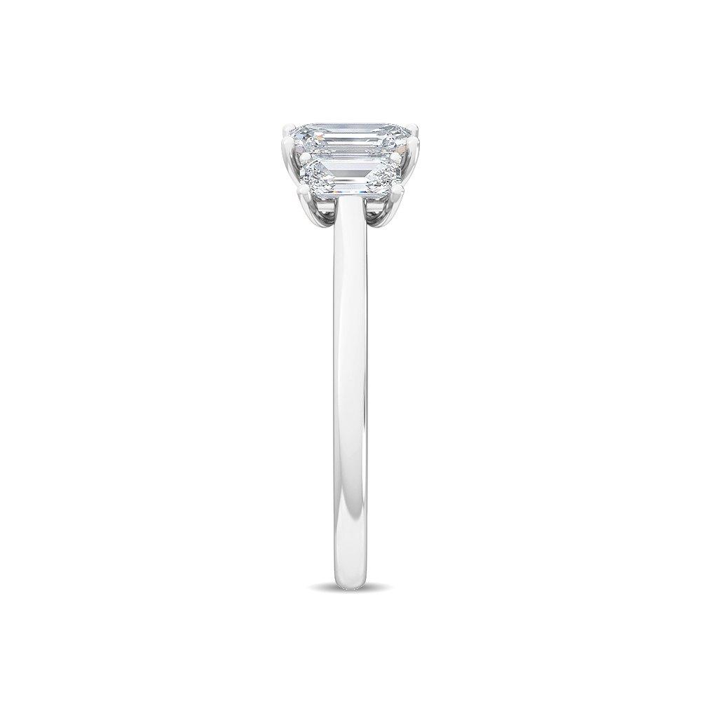 18K White Gold Lab Grown Three Stone Trillogy Ring ( Setting Only ) - Lab Grown Diamonds Australia