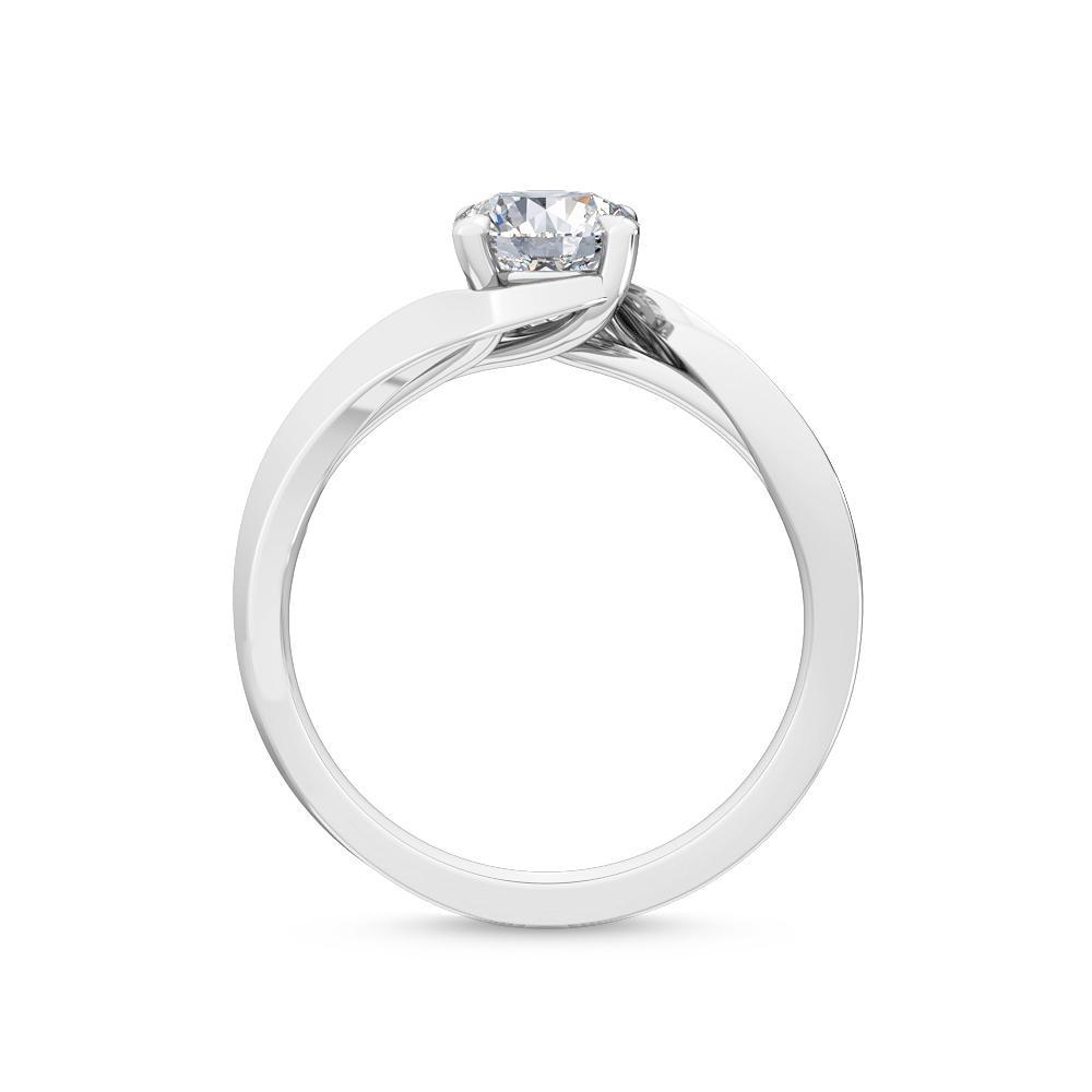 18K White Gold Lab Grown Curved Twist Solitaire Ring ( Setting Only ) - Lab Grown Diamonds Australia
