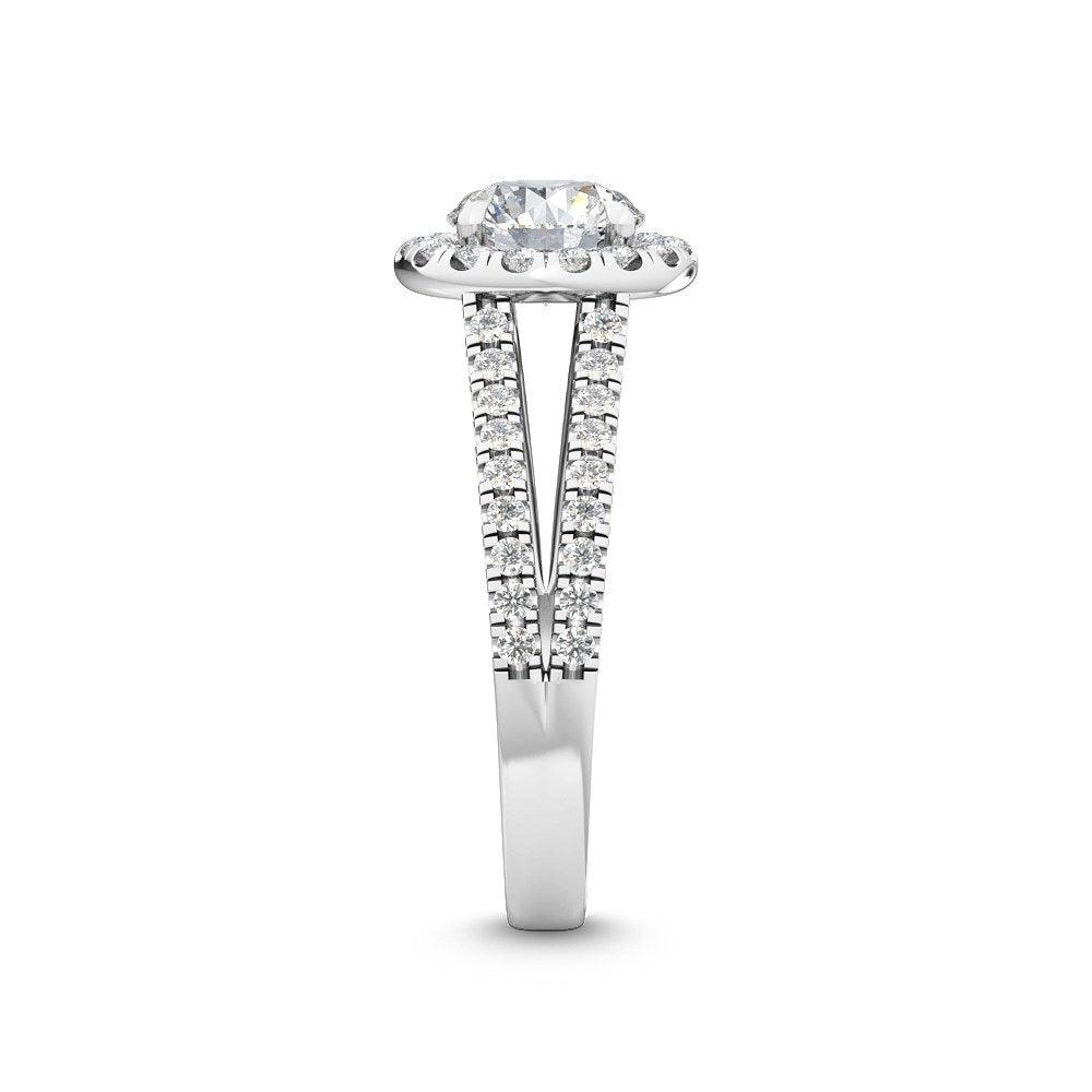 18K White Gold Lab Grown Split Band Halo Engagement Ring ( Setting Only ) - Lab Grown Diamonds Australia