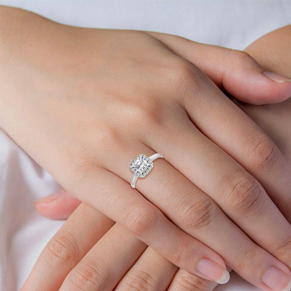 18K White Gold Lab Grown Halo Engagement Ring ( Setting Only ) - Lab Grown Diamonds Australia