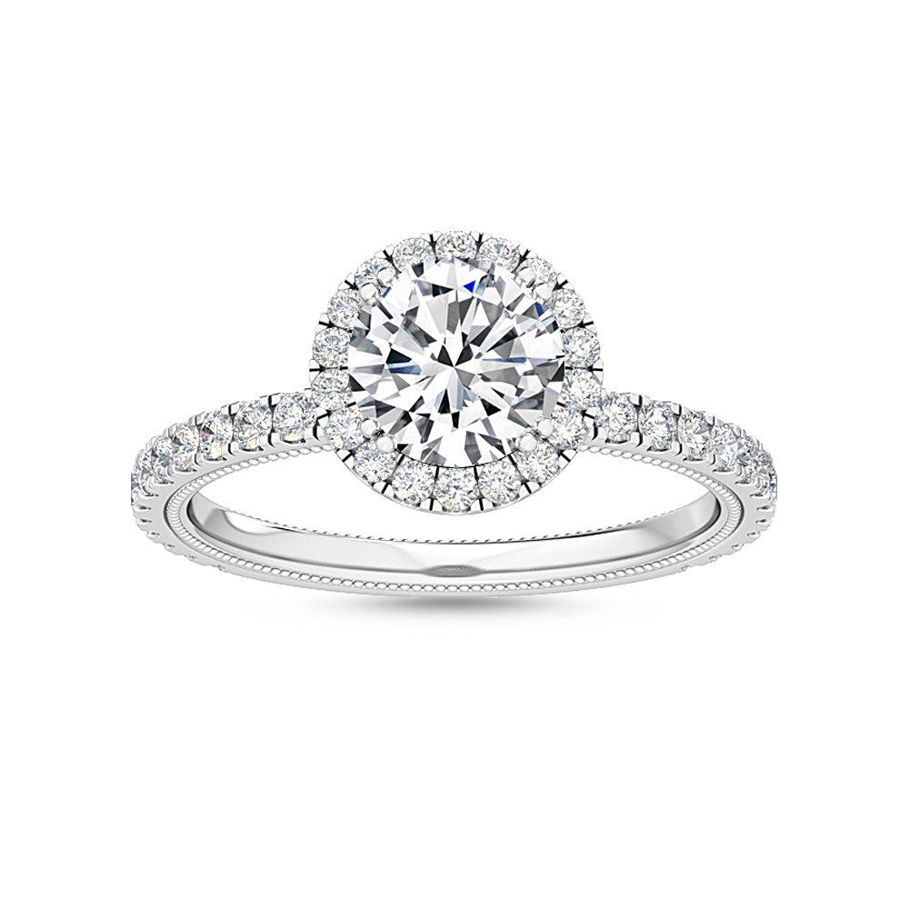 18K White Gold Lab Grown Halo Engagement Ring ( Setting Only ) - Lab Grown Diamonds Australia