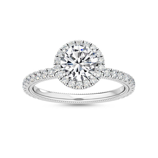 18K White Gold Lab Grown Halo Engagement Ring ( Setting Only ) - Lab Grown Diamonds Australia