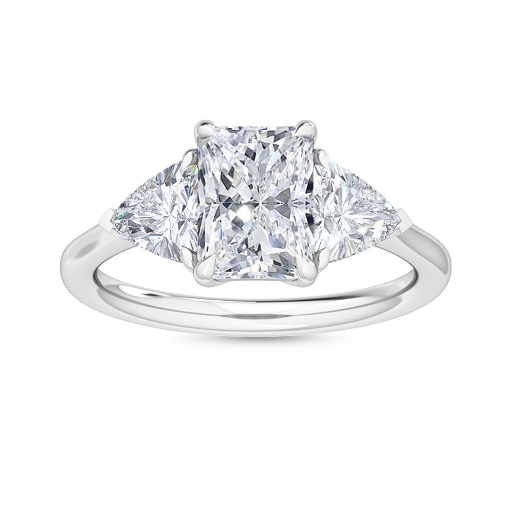 18K White Gold Lab Grown Three Stone Trillogy Ring ( Setting Only ) - Lab Grown Diamonds Australia