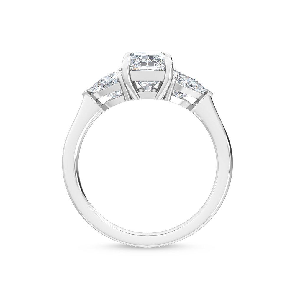 18K White Gold Lab Grown Three Stone Trillogy Ring ( Setting Only ) - Lab Grown Diamonds Australia