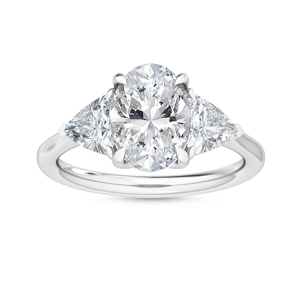 18K White Gold Lab Grown Three Stone Trillogy Ring ( Setting Only ) - Lab Grown Diamonds Australia