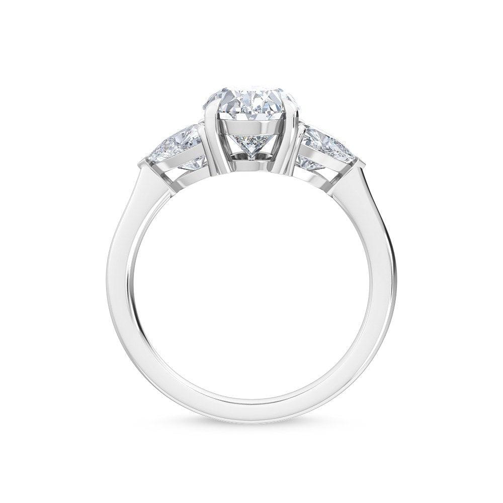18K White Gold Lab Grown Three Stone Trillogy Ring ( Setting Only ) - Lab Grown Diamonds Australia