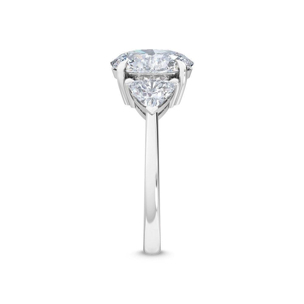 18K White Gold Lab Grown Three Stone Trillogy Ring ( Setting Only ) - Lab Grown Diamonds Australia