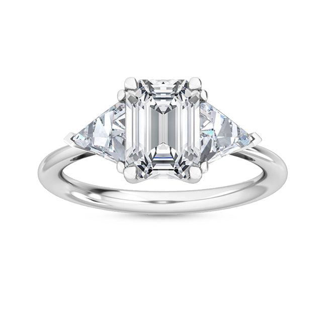 18K White Gold Lab Grown Three Stone Trillogy Ring ( Setting Only ) - Lab Grown Diamonds Australia