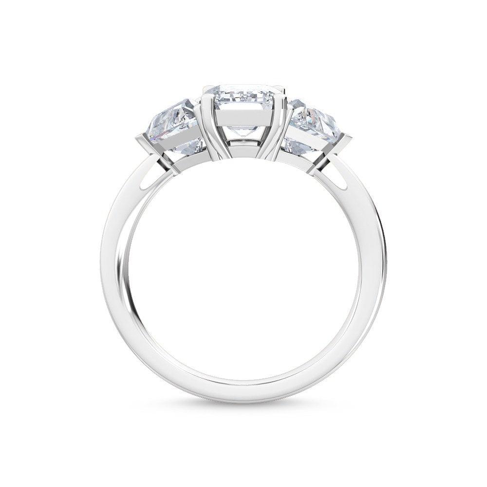 18K White Gold Lab Grown Three Stone Trillogy Ring ( Setting Only ) - Lab Grown Diamonds Australia