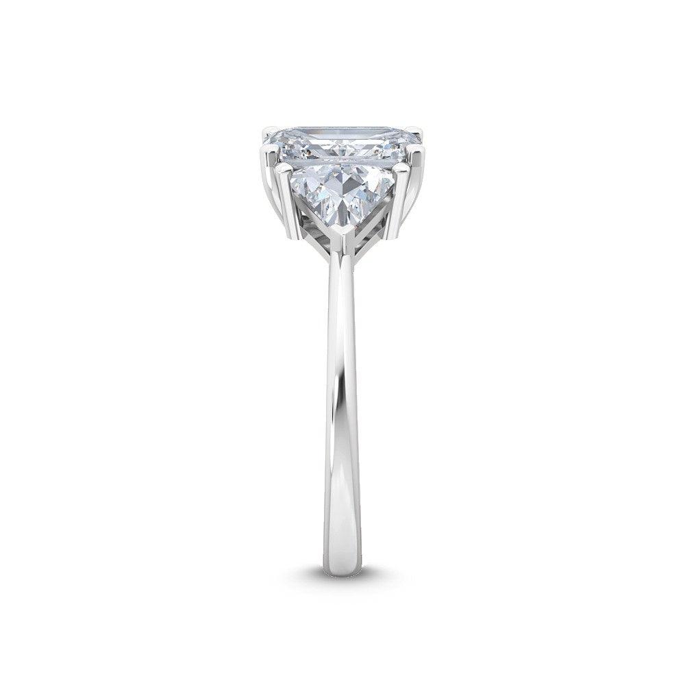 18K White Gold Lab Grown Three Stone Trillogy Ring ( Setting Only ) - Lab Grown Diamonds Australia