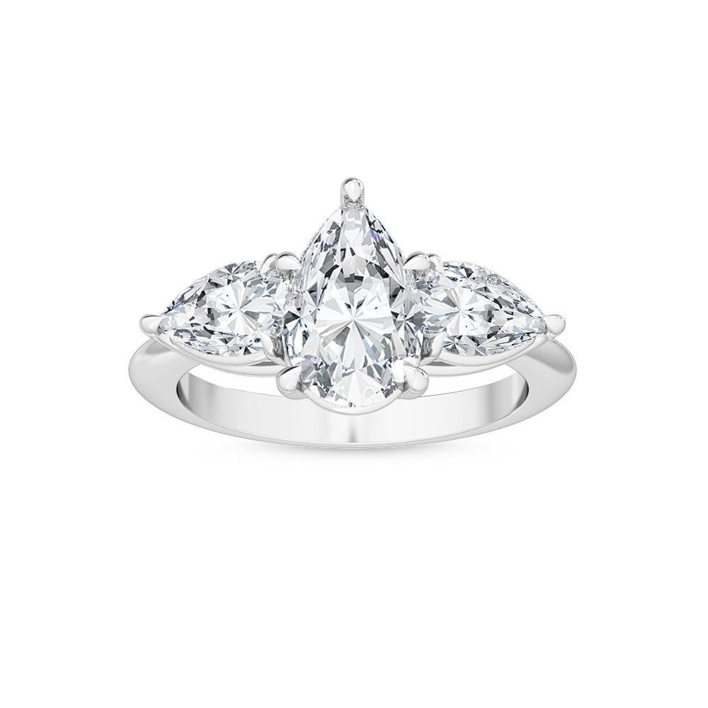 18K White Gold Lab Grown Three Stone Trillogy Ring ( Setting Only ) - Lab Grown Diamonds Australia