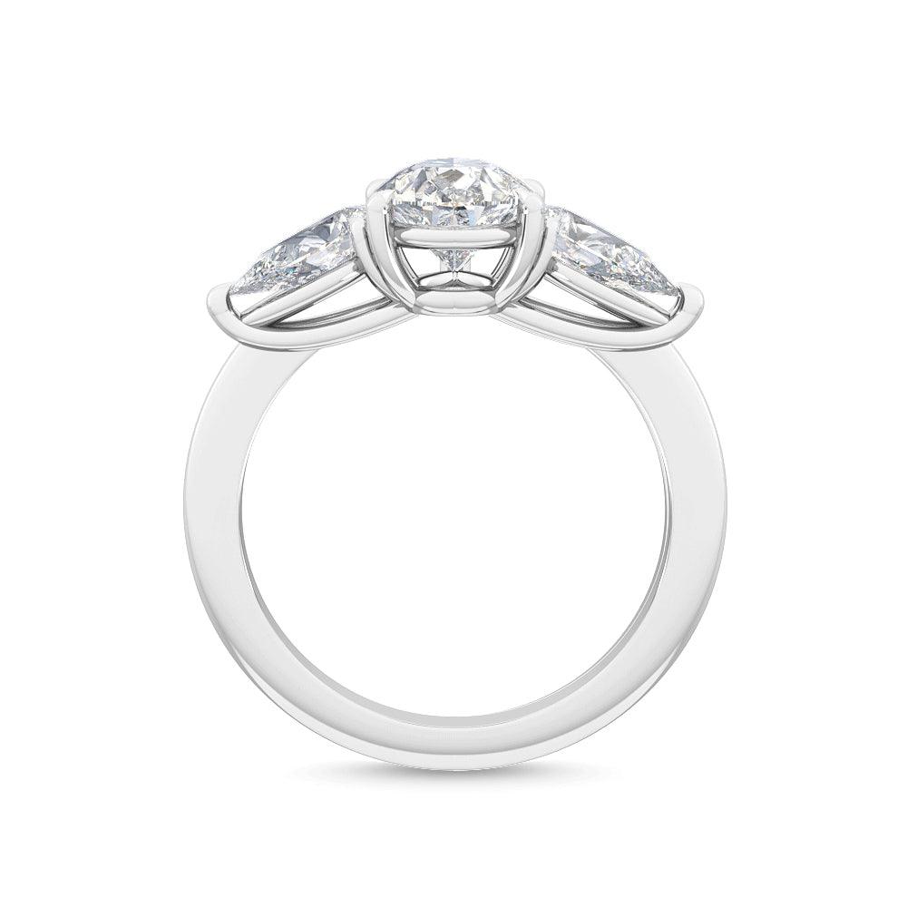 18K White Gold Lab Grown Three Stone Trillogy Ring ( Setting Only ) - Lab Grown Diamonds Australia