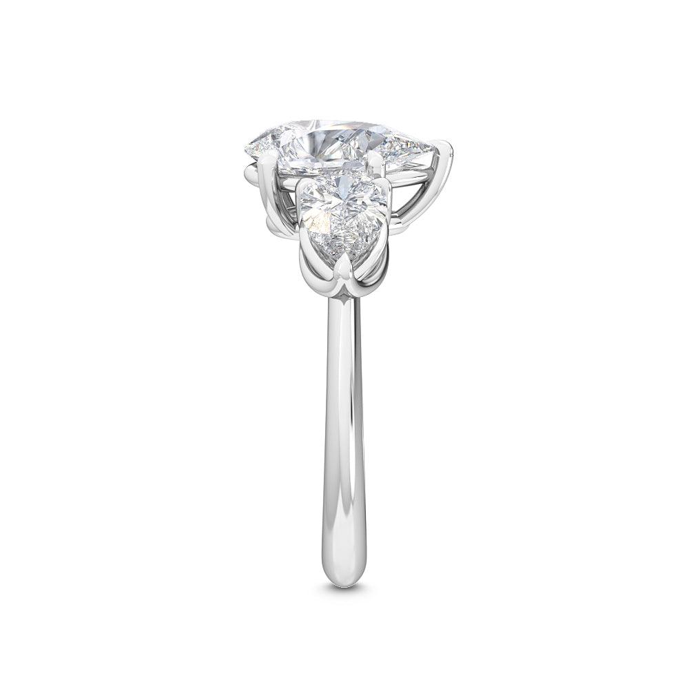 18K White Gold Lab Grown Three Stone Trillogy Ring ( Setting Only ) - Lab Grown Diamonds Australia