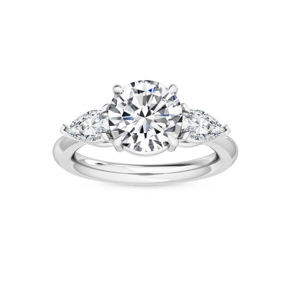 18K White Gold Lab Grown Three Stone Trillogy Ring ( Setting Only ) - Lab Grown Diamonds Australia