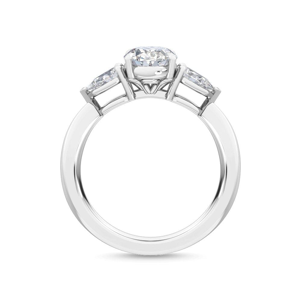 18K White Gold Lab Grown Three Stone Trillogy Ring ( Setting Only ) - Lab Grown Diamonds Australia