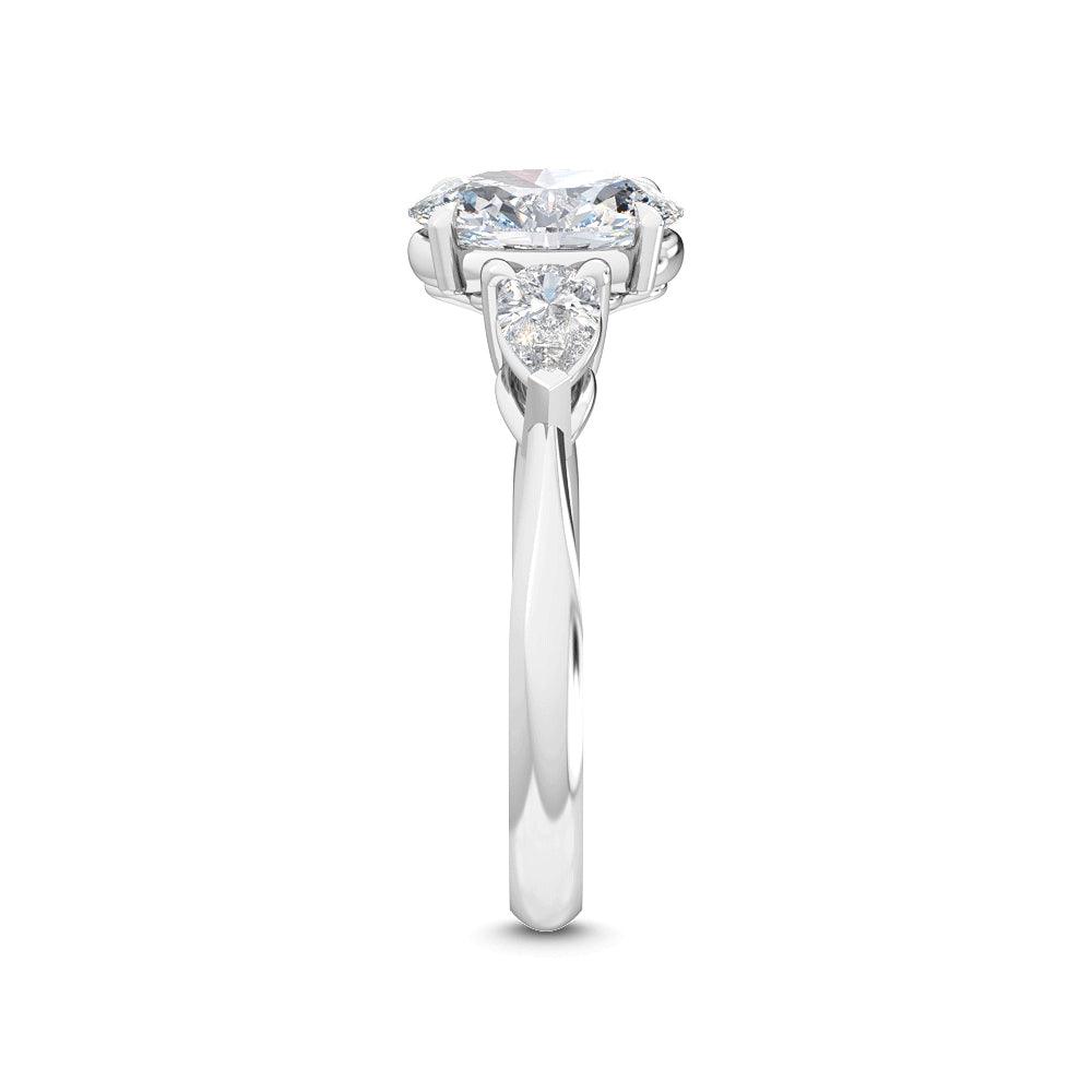 18K White Gold Lab Grown Three Stone Trillogy Ring ( Setting Only ) - Lab Grown Diamonds Australia