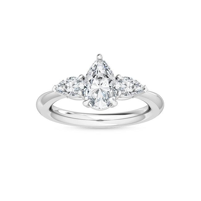 18K White Gold Lab Grown Three Stone Trillogy Ring ( Setting Only ) - Lab Grown Diamonds Australia