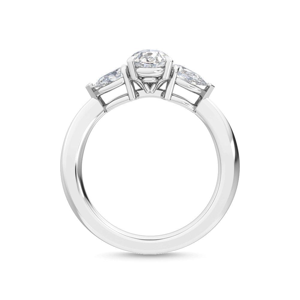 18K White Gold Lab Grown Three Stone Trillogy Ring ( Setting Only ) - Lab Grown Diamonds Australia