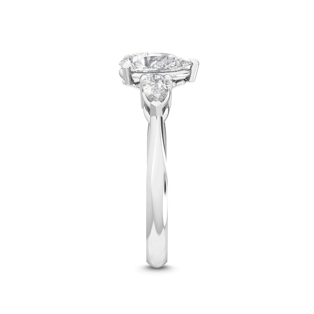 18K White Gold Lab Grown Three Stone Trillogy Ring ( Setting Only ) - Lab Grown Diamonds Australia