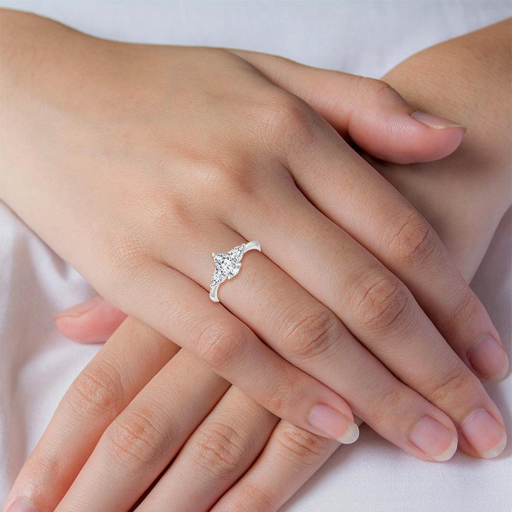 18K White Gold Lab Grown Three Stone Trillogy Ring ( Setting Only ) - Lab Grown Diamonds Australia