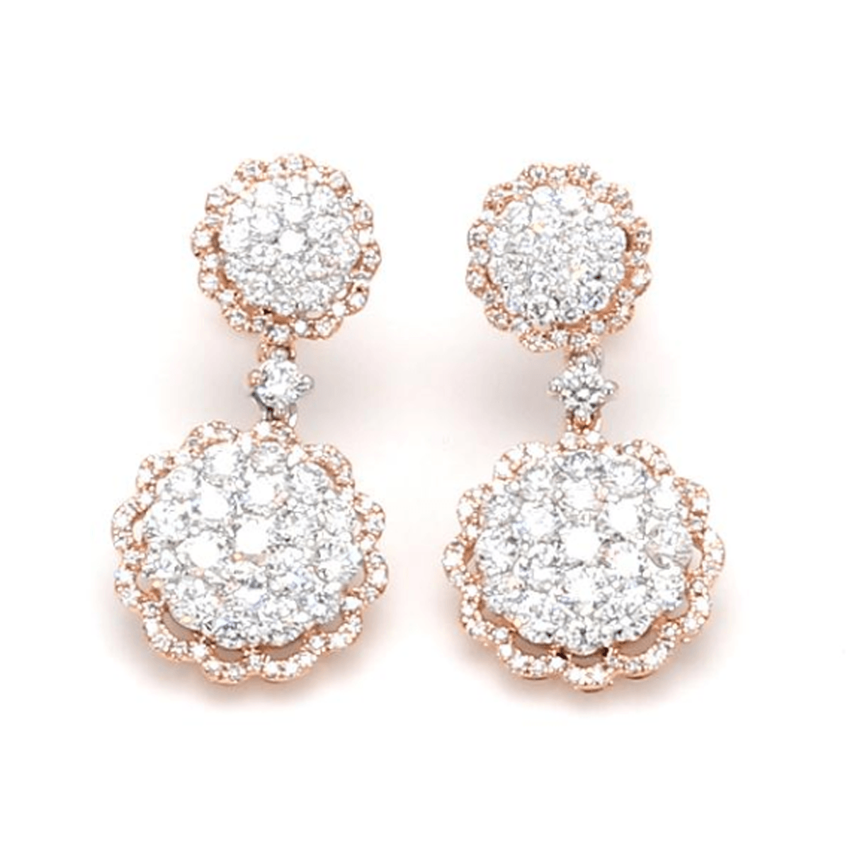 14k Two Tone Lab Grown Diamond Drop Earrings - Lab Grown Diamonds Australia