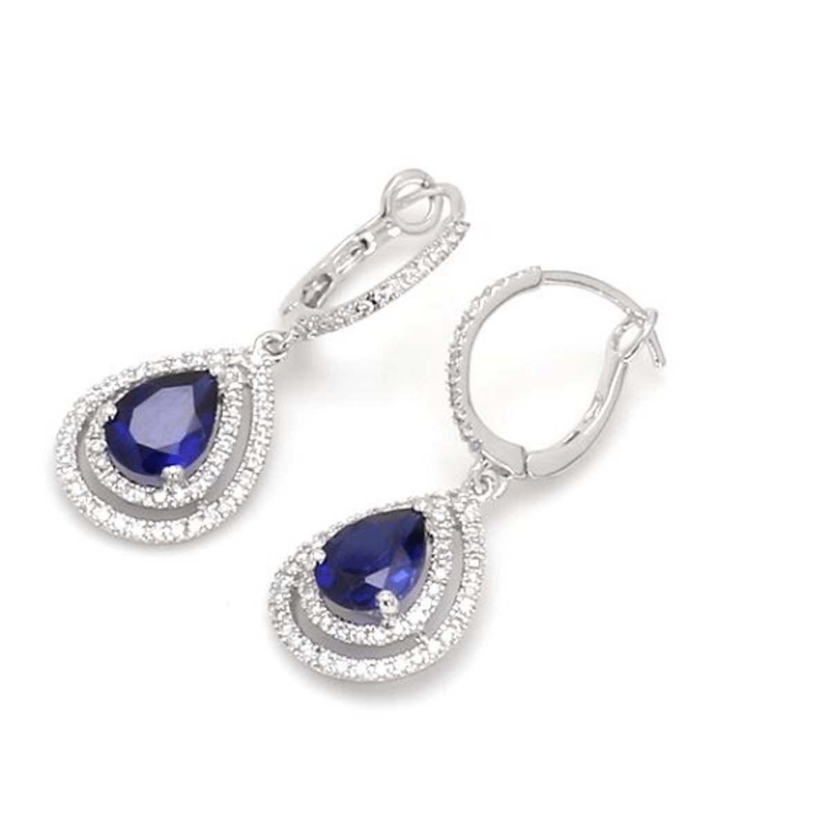 14k Blue Sapphire & Lab Grown Diamond Drop Earrings - Lab Grown Diamonds Australia