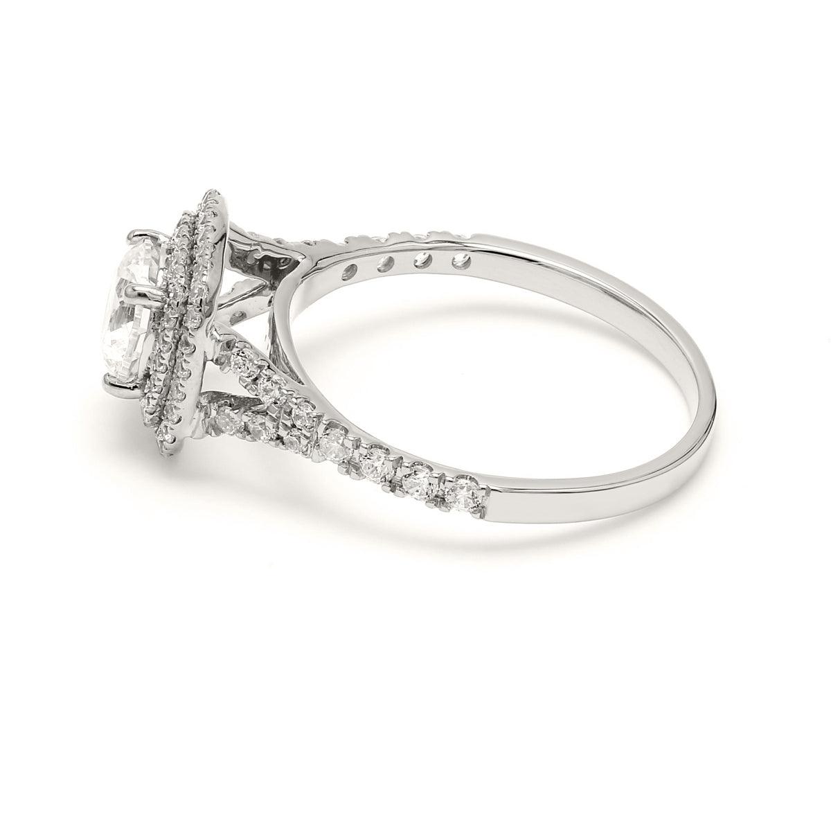 18K White Gold Lab Grown Halo Engagement Ring ( Setting Only ) - Lab Grown Diamonds Australia
