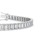 18K White Gold 16ct Emerald Cut Lab Grown Diamond Tennis Bracelet - Lab Grown Diamonds Australia