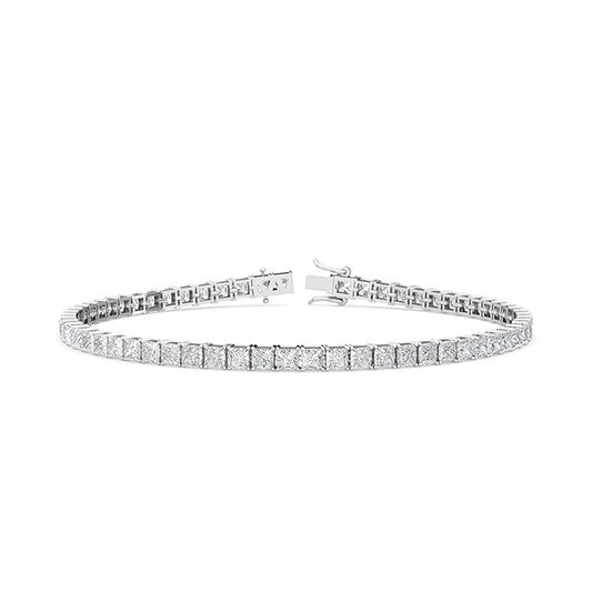 18K White Gold 5.8ct Princess Cut Lab Grown Diamond Tennis Bracelet - Lab Grown Diamonds Australia