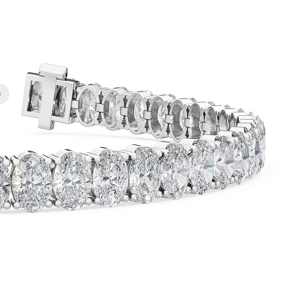 18K White Gold 13.5ct Oval Cut Lab Grown Diamond Tennis Bracelet - Lab Grown Diamonds Australia
