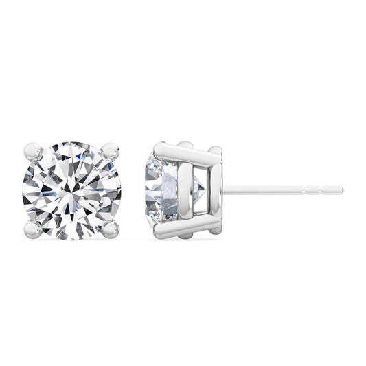 18K 3ctw Round Lab Grown Four Prong Studs