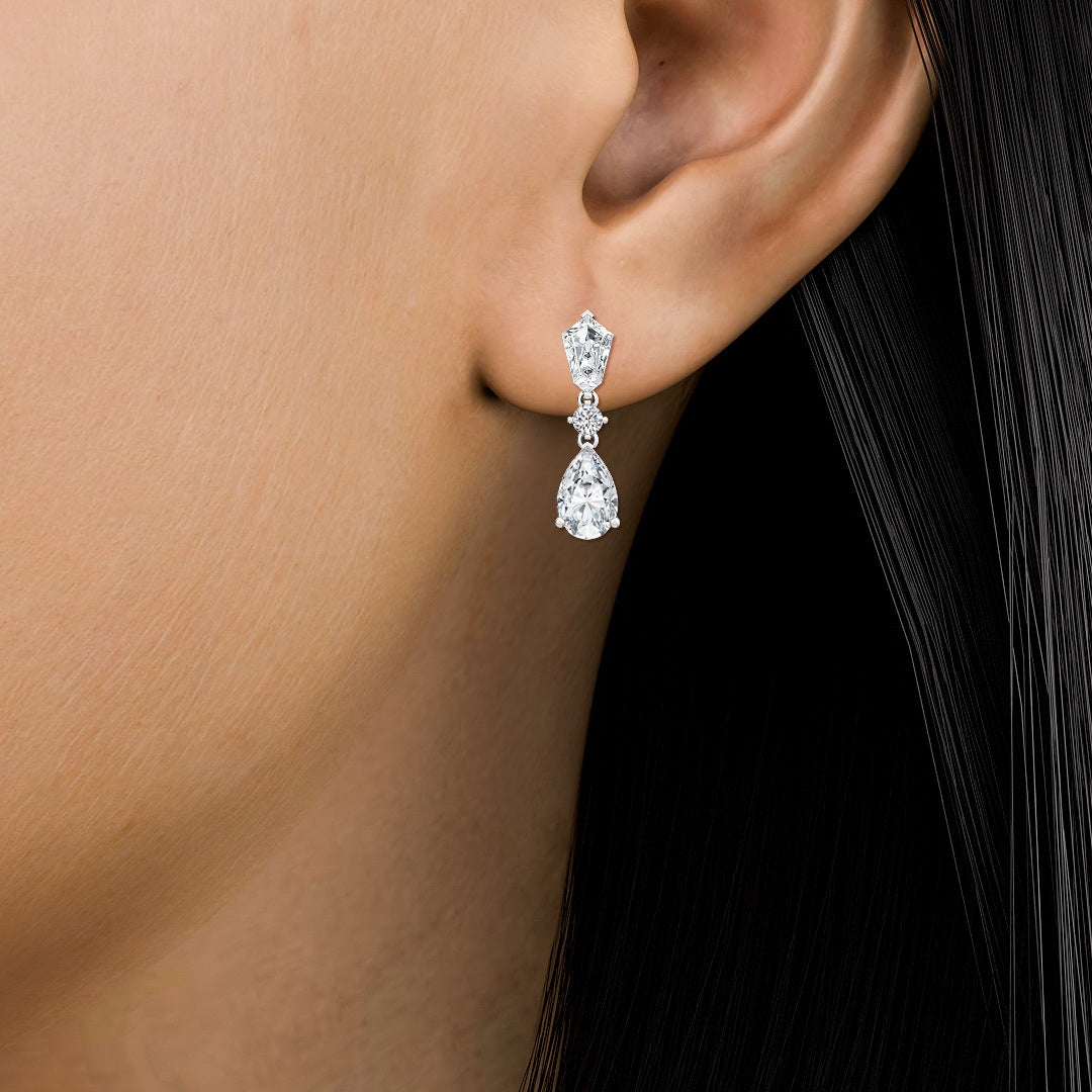 18k White Gold 3.1ct Lab Grown Diamond Drop Earrings - Lab Grown Diamonds Australia