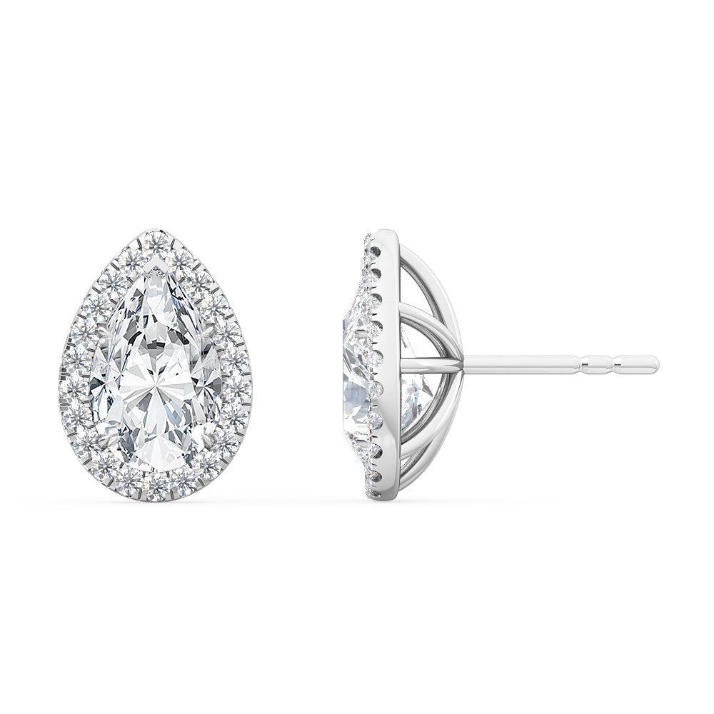 10k White Gold Halo Diamond Earrings - Lab Grown Diamonds Australia