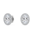 10k White Gold Oval Shaped Halo Diamond Earrings - Lab Grown Diamonds Australia