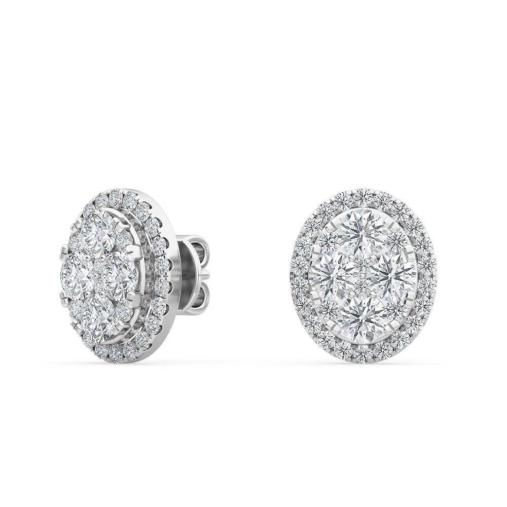 10k White Gold Halo Diamond Earrings - Lab Grown Diamonds Australia