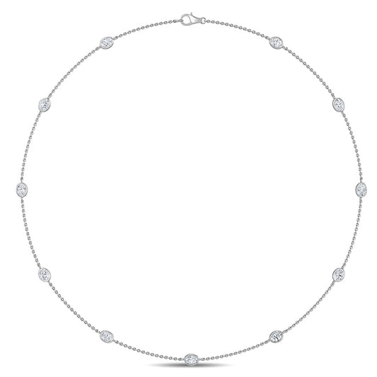 18k White Gold 1.2ct Oval Lab Grown Diamond Tennis Necklace - Lab Grown Diamonds Australia