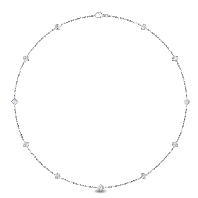 18k White Gold 1ct Princess Cut Lab Grown Diamond Tennis Necklace - Lab Grown Diamonds Australia