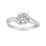 18K White Gold Lab Grown Curved Twist Solitaire Ring ( Setting Only ) - Lab Grown Diamonds Australia