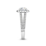 18K White Gold Lab Grown Split Band Halo Engagement Ring ( Setting Only ) - Lab Grown Diamonds Australia