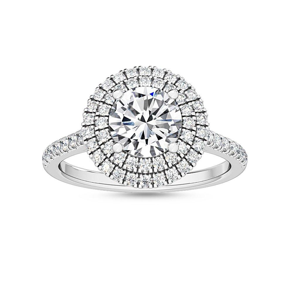 18K White Gold Lab Grown Double Halo Engagement Ring ( Setting Only ) - Lab Grown Diamonds Australia