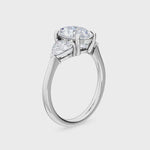 18K White Gold Lab Grown Three Stone Trillogy Ring ( Setting Only )