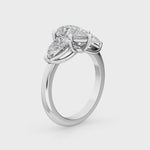 18K White Gold Lab Grown Three Stone Trillogy Ring  ( Setting Only )