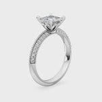 18k White Gold Princess Cut Vintage Engagement Ring ( Setting Only )