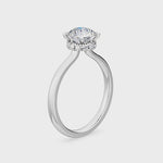 18K White Gold Lab Grown Four Claw Solitaire Hidden Halo Ring( Setting Only )